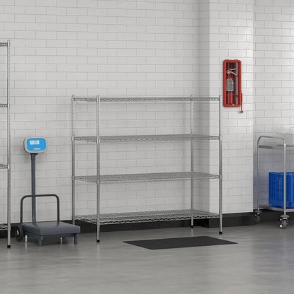 Commercial NSF Listed Chrome Stationary Wire Shelving Kit 24" x 54" x 54", with 4 Shelves Perfect for Warehouse, Walk-in Refrigerator, Freezer, Grocery Store, Restaurant, Dishroom