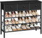 YATINEY 4-Tier Shoe Rack with 3 Drawers, Metal Shoe Organizer for 15 Pairs with Storage Shelves and Wooden Top, for Entryway, Hallway, Foyer, Closet, Black SS34BB