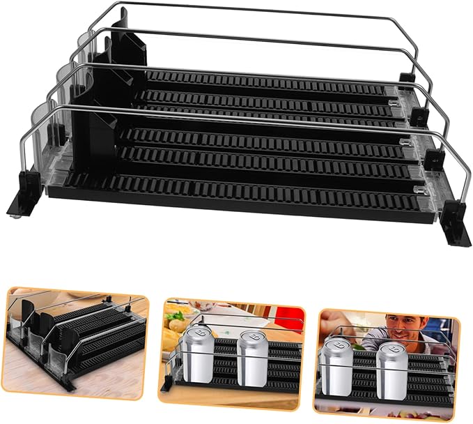 LIFKOME 3pcs Beverage Organizer for Refrigerator Self-pushing Drink Dispenser Soda Holder for Efficient Storage Kitchen Pantry Supermarkets