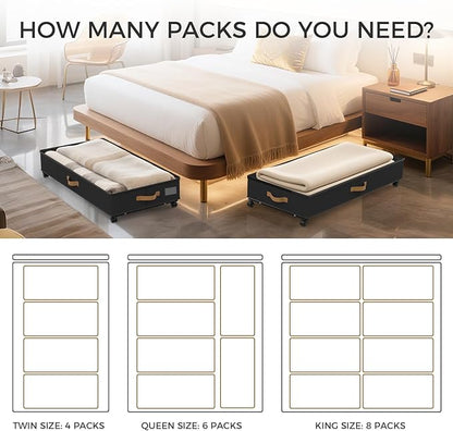 Under Bed Storage with Wheels 4-Pack, 75L XXL Under the Bed Storage Containers Large, 12" Tall Adjustable Storage for Underbed with Lids, Rolling for Shoes, Clothes, Blankets (4PCS-Black)