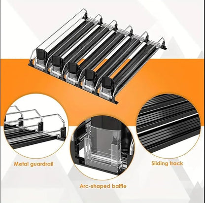 Soda Can Dispenser for Refrigerator, Plastic Automatic Drink Dispenser That Accommodates Up to 25 Cans, Designed with 5 Rows.