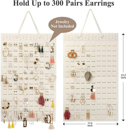 Resovo Hanging Earrings Organizer, Earring Holder & 20 Hooks, Holds Up To 300 Pairs, Compact Design, Soft Material, Earring Hanger Earring Display Hanging Organizer for Women Girls -1 Pack