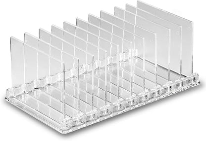 Acrylic Makeup Storage Eyeshadow Palette Organizer w/Removable Dividers 10 Space Display Case Fits Virtually All Blush Powder Pallet Sizes (2)