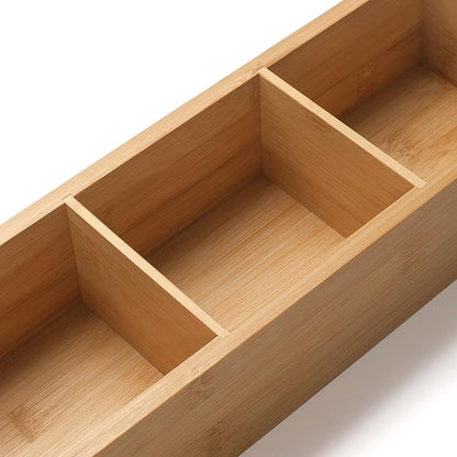 Bamboo Bathroom Basket, Wood Toilet Tank Basket, Wooden Storage Box with 3 Compartments for Bathroom Organizer (14.6 x 4.7 x 3.1 inch)