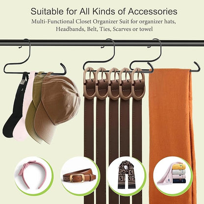 Hat Organizer for Baseball Caps, 2 Pack Metal Hat Hangers for Closet, Hat Rack Hat Holder Baseball Cap Storage Organizer Holds 20 Caps-Black