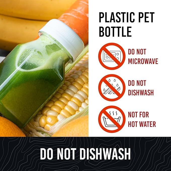 Norcalway 10pcs 2oz Plastic Shot Bottles with Caps - Ginger Shot - Freezer Safe, Leak Proof, BPA Free, Food Grade Small Plastic Travel Bottles with Caps