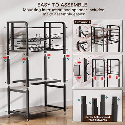 Soda Can Organizer for Pantry, 5-Tier Storage Shelf, Kitchen Organizers and Storage, Multifunctional Snack Organizer Rack, Standing Can Rack for Pantry/Kitchen (Black)