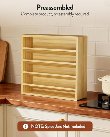Orimade 4 Tier Spice Rack Organizer for Cabinet, Freestanding Bamboo Seasoning Rack for Countertop, Cupboard, Pantry, Kitchen, 13.18 x 4.13 x 12.2 inches(Spice Jars Not Included)
