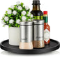 9" Wood Lazy Susan Turntable Organizer, Lazy Susan for Table Top Cabinet Dining Pantry Countertop Cupboard Organization, Decorative Tray for Kitchen Bathroom Decor Coffee Bar Accessories, Black