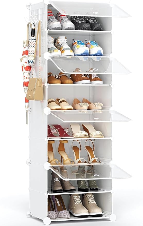 Shoe Storage,8 Tier Shoe Rack Organizer for Closet Shoe Cabinet with Door Shoe Shelves for Closet,Entryway,Hallway,Bedroom
