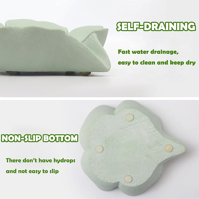 Soap Dish Soap Holder Self-Draining Soap Dish, Resin Bar Soap Holder, Lucky Four-Leaf Clover Shape Soap Tray Soap Saver for Bathroom,Kitchen,Sink,Bathtub, Easy Cleaning and Keep Dry