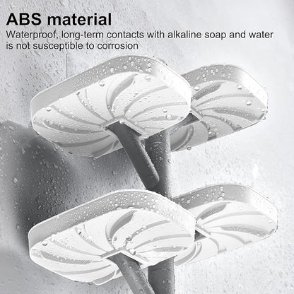 Soap Holder Four Layer Wall Mounted NO-Drilling Rotatable Self-draining Removable Soap Dish for Shower Bathroom Tray,Self Draining Sponge Holder,Razor Holder (White/Gray)