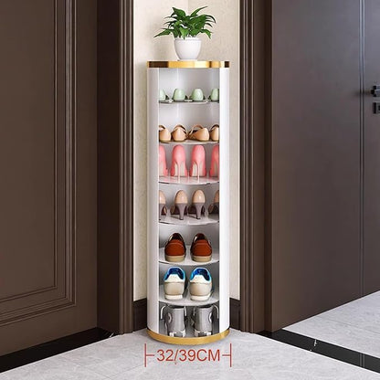 7-Tiers Round Metal Shoe Rack, 360° Rotation Shoe Storage Shelf Organizer for Entryway Living Room Hallway Shoe Cabinet