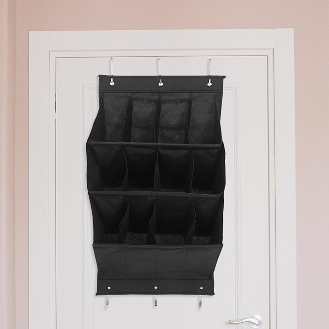 VANZACK The Door Shoe Organizer Rack, 12-grid Foldable Polyester Hanging Shoe Storage, Space-saving Sneaker and Boot Holder for Closet and Narrow Hallways