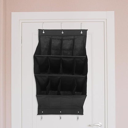 VANZACK The Door Shoe Organizer Rack, 12-grid Foldable Polyester Hanging Shoe Storage, Space-saving Sneaker and Boot Holder for Closet and Narrow Hallways
