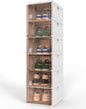Latoxcaa Foldable Shoe Storage, No-Tool Assembly Shoe Box with Magnetic Clear Doors, Closed Shoe Rack for Closet, Entryway and Garage, Fits Men's Size 14, 6 Tiers 6 Pairs