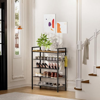 Shoe Rack for Entryway, Sturdy Metal Shoe Storage, 5 Tier Shoe Rack with Mesh Shelves, Adjustable Shoe Organizer for Closet, Front Door Entrance, Bedroom