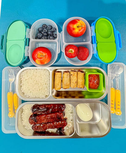 Palksky Bento Snack Containers Stainless Steel for Adult, Reusable Metal Lunch Boxes with Lids, Divided Food Storage Containers for Office, Gym, Travel, Outdoor