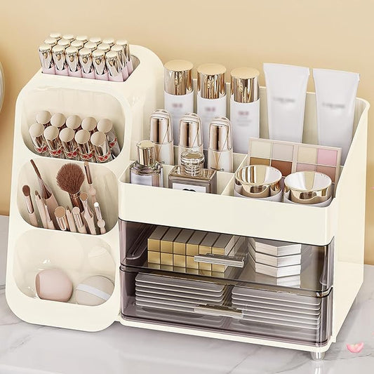 Anylady Large Capacity Makeup Organizer Countertop with Makeup Brush Holder for Vanity, Thickened Material, Bathroom Countertop Organizer Skin Care Perfumes Storage, Teen Girl Gifts for 13-25 Year