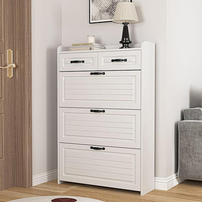 VERYKE Shoe Storage Cabinet for Entryway with 3 Flip Drawers and 2 Top Drawers,Large Shoe Rack Organizer Cabinet for Closet,Hallway