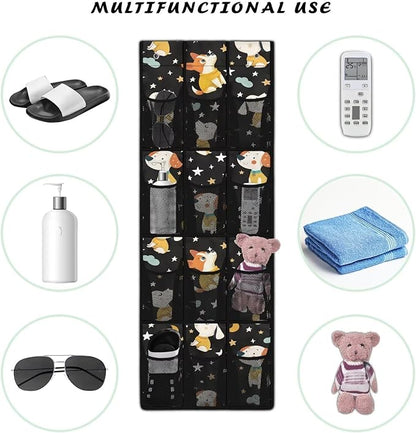 12 Large Mesh Pockets Over the Door Shoe Organizer Cartoon Dog Hanging Shoe Rack for Closet Shoe Organizer Door Hanger for Bedroom Bathroom