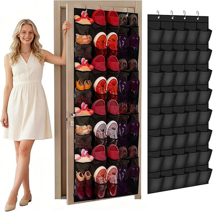 Over the Door Shoe Organizer,40-Pocket Hanging Shoe Rack for Closet Door,Shoes Storage Holder Hanger with Large Mesh Pocket for Women Men ShoesOver the Door Shoe Organizer Large Breathable