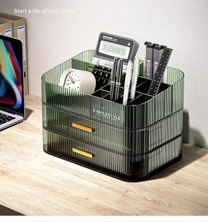 Makeup Organizer with Stackable Drawers, Bathroom Vanity Organizers and Storage, Ideal for Desk and Dresser Countertops, Great for Cosmetics, Skincare, Lipsticks, Nail Care - Green