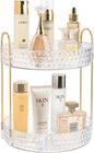 Rotating Makeup Organizer for Vanity, 2 Tier Perfume Skincare Storage for Women, Bathroom Counter Organizer, 360° Spinning Cosmetic Holder for Dresser Countertop, Clear