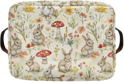 Easter Mushroom Bunny Rectangular Storage Basket Organizer Bin Shelf Baskets For Clothes Gifts For Home Office Dorm