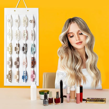 SMUK Hair Claw Clip Holder for Girls, Hanging Claw Clips Storage Organizer for Women, Hair Clip Stand Holder for Wall, Door, Closet, Big Claw Clip Display for Teen Girls