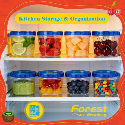 12 Pack 17oz Reusable Freezer Storage Containers with Twist Top Lids Airtight, Leakproof Plastic Food Storage Containers for Meal Prep Leftover Fruit Salad, Small Soup Container Microwave Freezer Safe