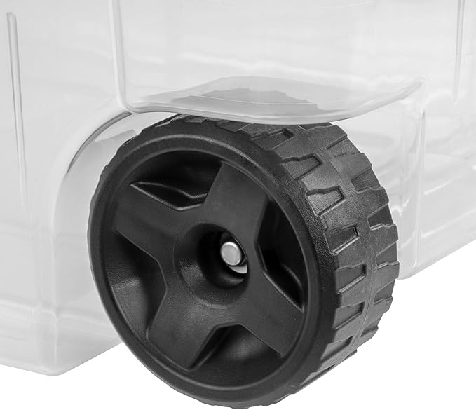 Extra Large Storage Bin, 40 Gallon Wheeled Plastic Storage Container with Handle,Pack of 2 (Clear/Blue)