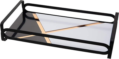Home Details Matte Black, Good for Perfume, Make Up, Toiletries & Jewelry Color Block Vanity Tray (27178-MATTEBLK)
