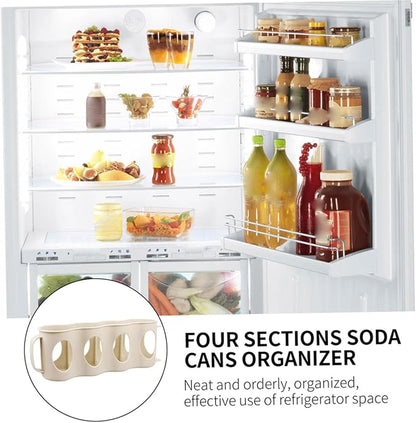 PRETYZOOM 2pcs Hand Pull Beverage Can Organizer Section Refrigerator Holder Plastic Storage Box for Efficient Kitchen Organization Beige Versatile Bottle and Seasoning Jar Storage