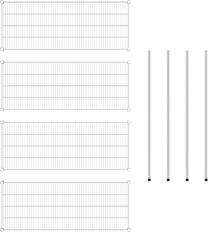 Commercial NSF Listed Chrome Stationary Wire Shelving Kit 21" x 54" x 54", with 4 Shelves Perfect for Warehouse, Walk-in Refrigerator, Freezer, Grocery Store, Restaurant, Dishroom