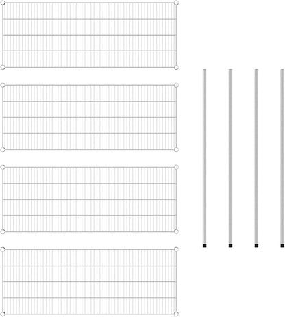 Commercial NSF Listed Chrome Stationary Wire Shelving Kit 21" x 54" x 54", with 4 Shelves Perfect for Warehouse, Walk-in Refrigerator, Freezer, Grocery Store, Restaurant, Dishroom