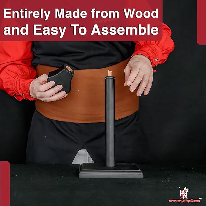 Armory Replicas™ Handmade Wooden Hat and Helmet Stand - 16-Inch Display Rack for Wigs, Hats, Sports Headgear & Medieval Helmets - Sleek Black Sheesham Finish - Stylish Table or Shelf Decor