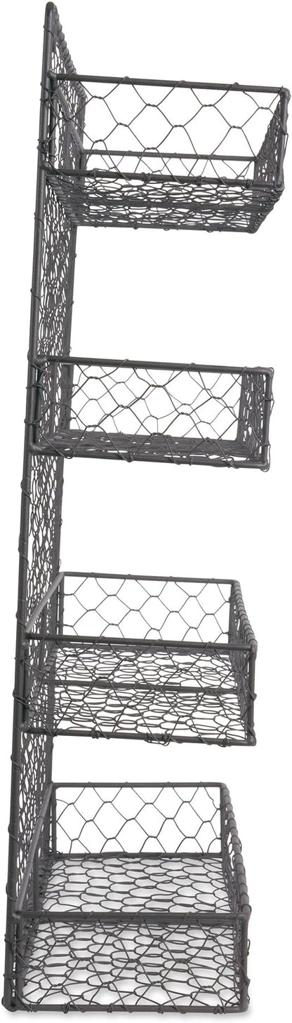 DII Farmhouse Vintage Decorative Metal Pantry Spice Rack Organizer, 17Lx4.75Wx20H, 4 Tier Double Shelf Depth Spice Rack - Rustic
