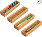 mDesign Drawer Organiser – Rectangular Bamboo Kitchen Drawer Divider – Stackable Drawer Separator for Cutlery and Kitchen Utensils – Set of 4 – Natural