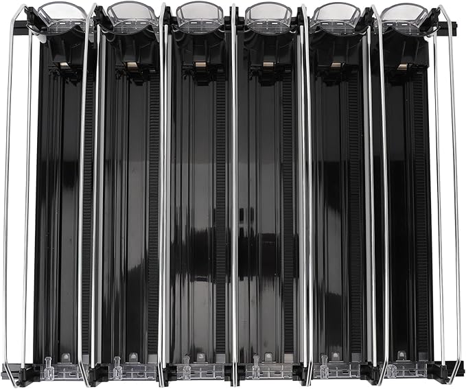 Zerodis 6Pcs Fridge Drink Organizer, Can Water Bottle Drink Dispenser Automatic Beverage Pusher Beverage Thruster Beer Supermarket Shelf Thrusters Convenience Store Freezer (Black)