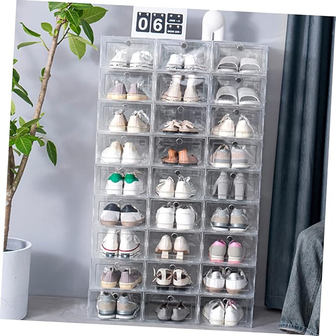 Ciieeo 6pcs Plastic Shoes Box Stackable Storage Containers for Sneakers Organizing Storage Boxes Lids