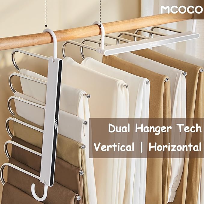 Pants Hangers Closet Organizers and Storage Clothes Space Saving Hangers Multifunctional Uses Rack Organizer for Pants Jeans Skirts Scarf Legging Black