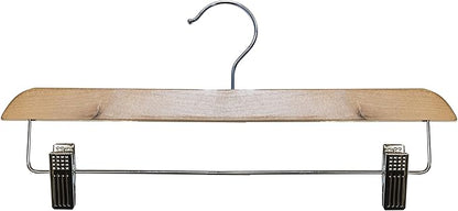 NAHANCO Contemporary Collection: Wooden Skirt/Pant Hanger, 14" Natural (Pack of 100)