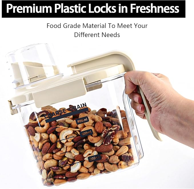 Cereal Containers Storage Airtight Food Storage Containers with Lids Plastic Small Cereal Dispenser with Pour Spout, Pantry Organization and Canister for Rice, Dry Food , Sugar & Flour, 0.8L 3 Pack