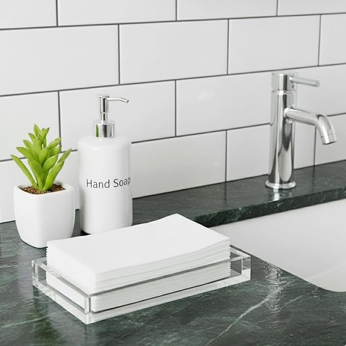 Amazing Abby - Selena - 2-Pack Acrylic Vanity Tray (9.5"x5.5"), 9mm Thick Acrylic, Plastic Bathroom Countertop Organizer, Clear Decorative Dish, Great for Vanity, Nightstand, Entryway, and Home Decor