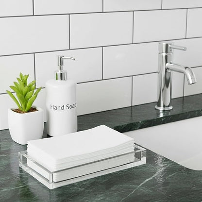 Amazing Abby - Selena - 2-Pack Acrylic Vanity Tray (9.5"x5.5"), 9mm Thick Acrylic, Plastic Bathroom Countertop Organizer, Clear Decorative Dish, Great for Vanity, Nightstand, Entryway, and Home Decor