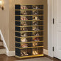 SYNCVIBE Shoe Rack Organizer for Closet Entryway Foldable Sneaker Storage Shoe, Collapsible Shoe Cabinet, Stackable Shoe Storage Cabinet with Lids for Living Room (9 Tiers -36 Pairs Black Gold)
