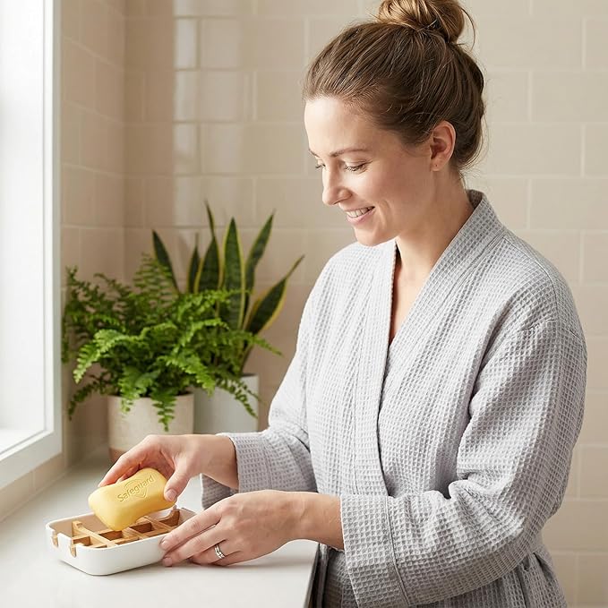 Bamboo Fiber Soap Holder and Soap Dish Combination for Bathroom Bar Soap Holder Sink Deck Bathtub Shower Tray (White)