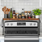 Spice Rack Shelf for Kitchen Stove, Over the Stove Shelf with 4 Level Adjustable Height, Over Stove Spice Rack with 4 Hooks, Rustic Brown + Black