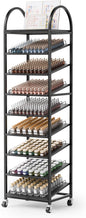 OmySalon Rolling Nail Polish & Powder Display Stand - 8 Tier Mobile Nail Salon Organizer Rack with Wheels, Holds 600 Bottles & 240 Jars for Nail Artists, Salon Display, Retail Store (Black)